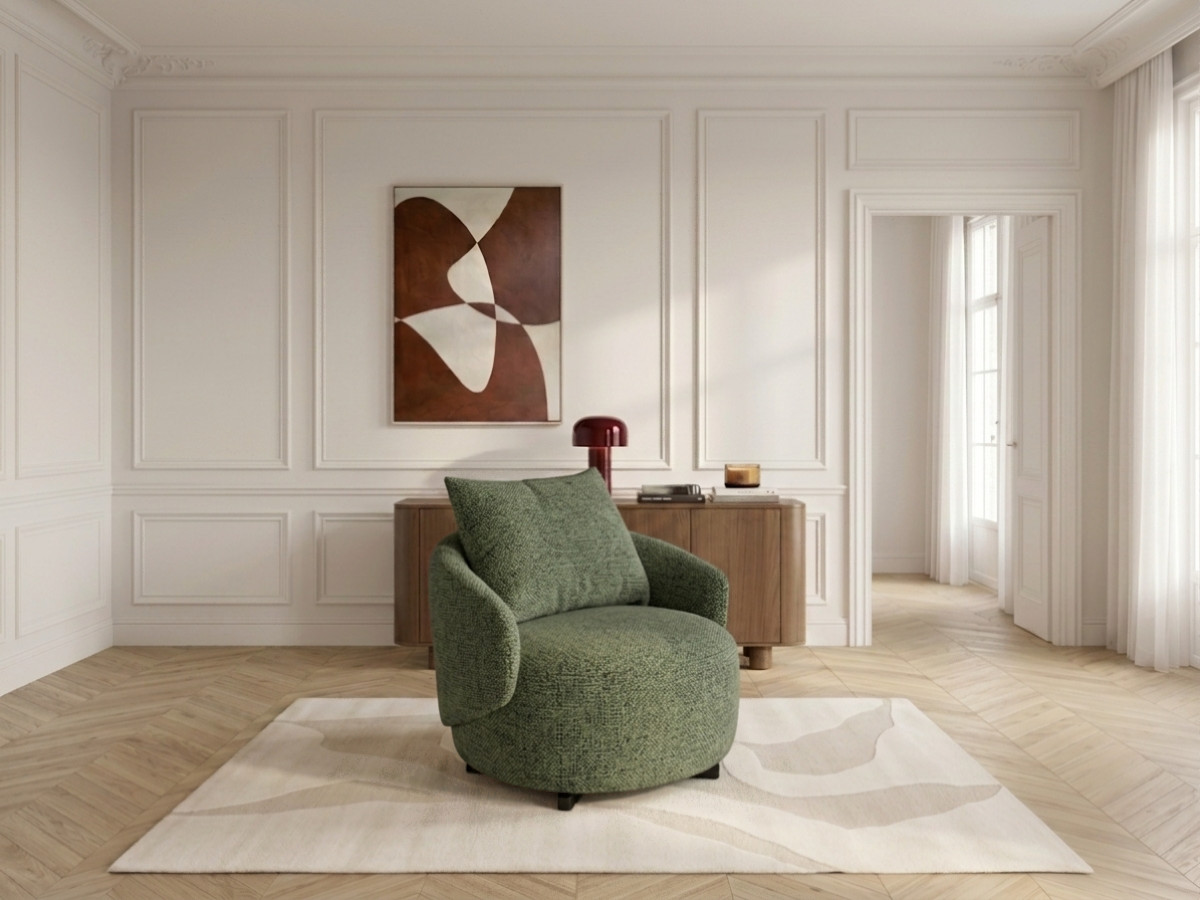 Fauteuil pivotant LEXIE chiné vert — vue 6