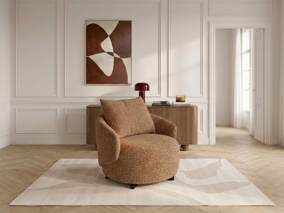 Fauteuil pivotant LEXIE chiné orange — vue 6