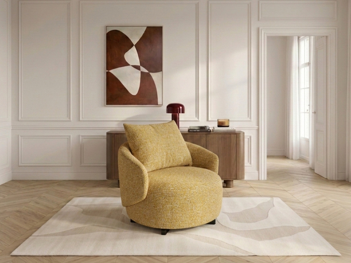 Fauteuil pivotant LEXIE chiné jaune — vue 6