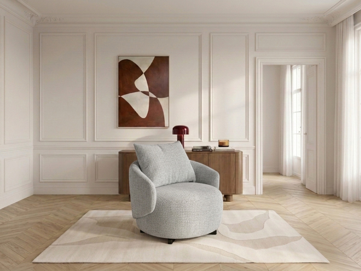 Fauteuil pivotant LEXIE chiné gris — vue 6