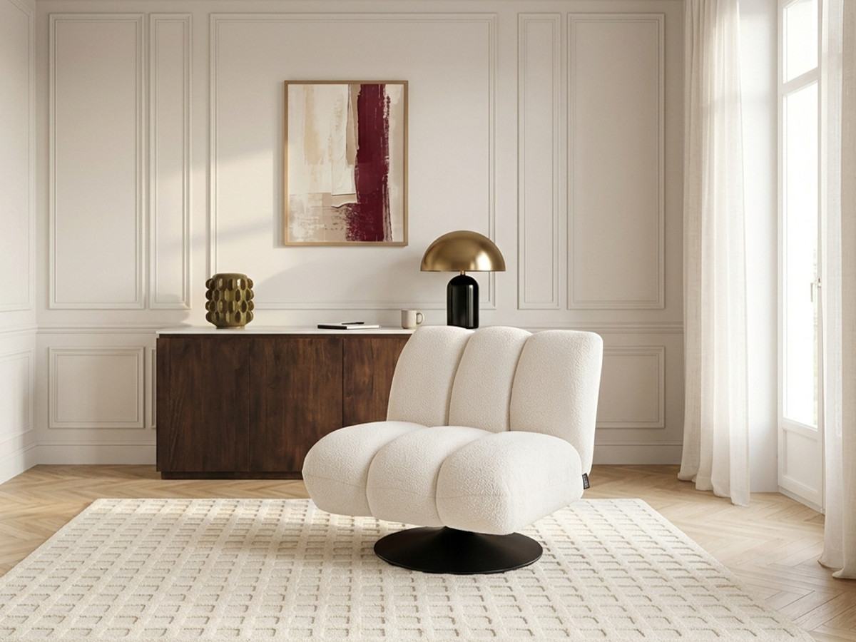 Fauteuil pivotant JANISSAIRE tissu bouclette