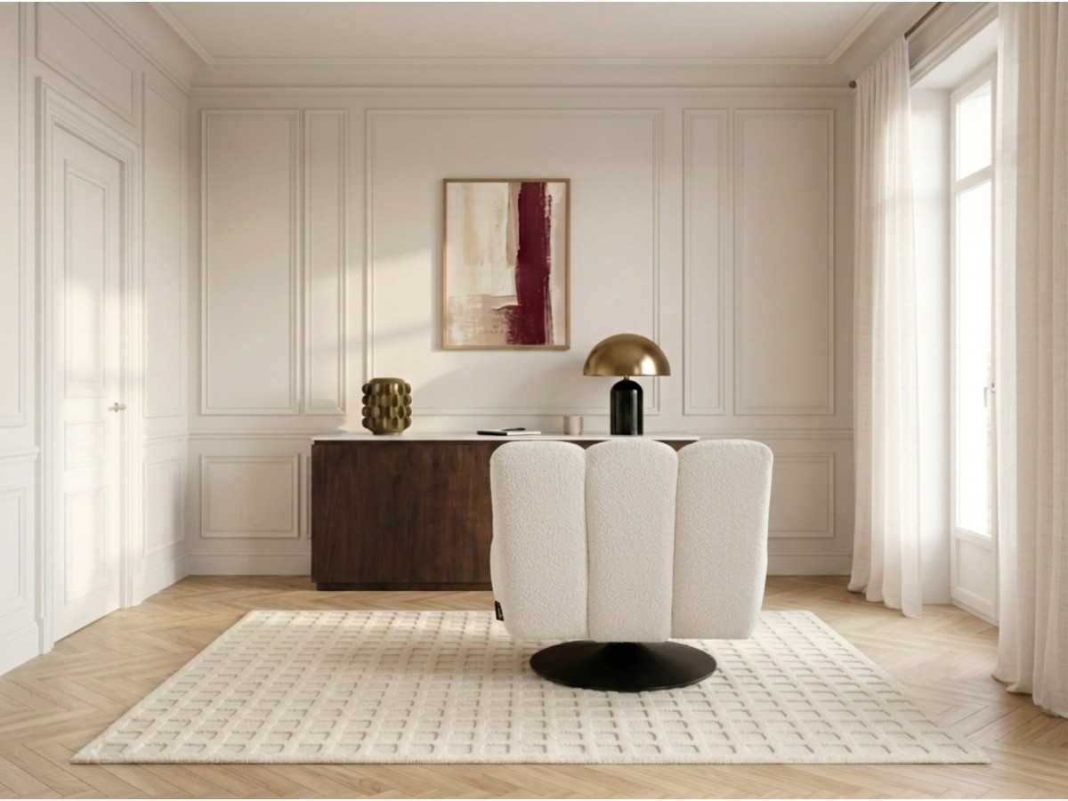 Fauteuil pivotant JANISSAIRE bouclette blanc — vue 6
