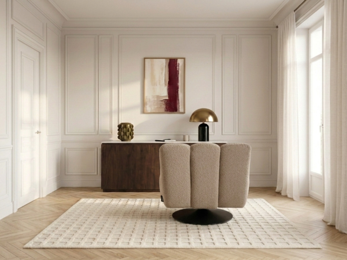 Fauteuil pivotant JANISSAIRE bouclette beige — vue 6