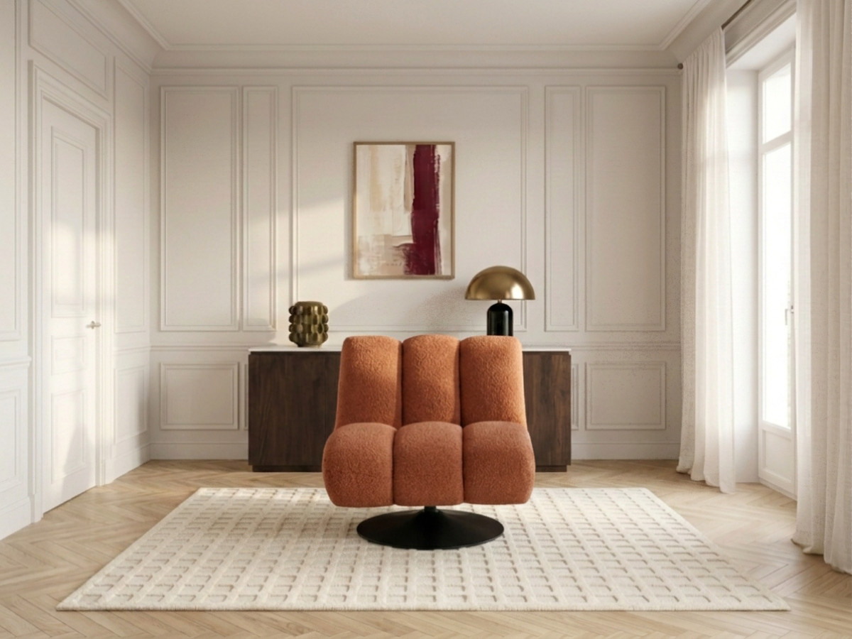 Draaifauteuil JANISSAIRE van boucléstof