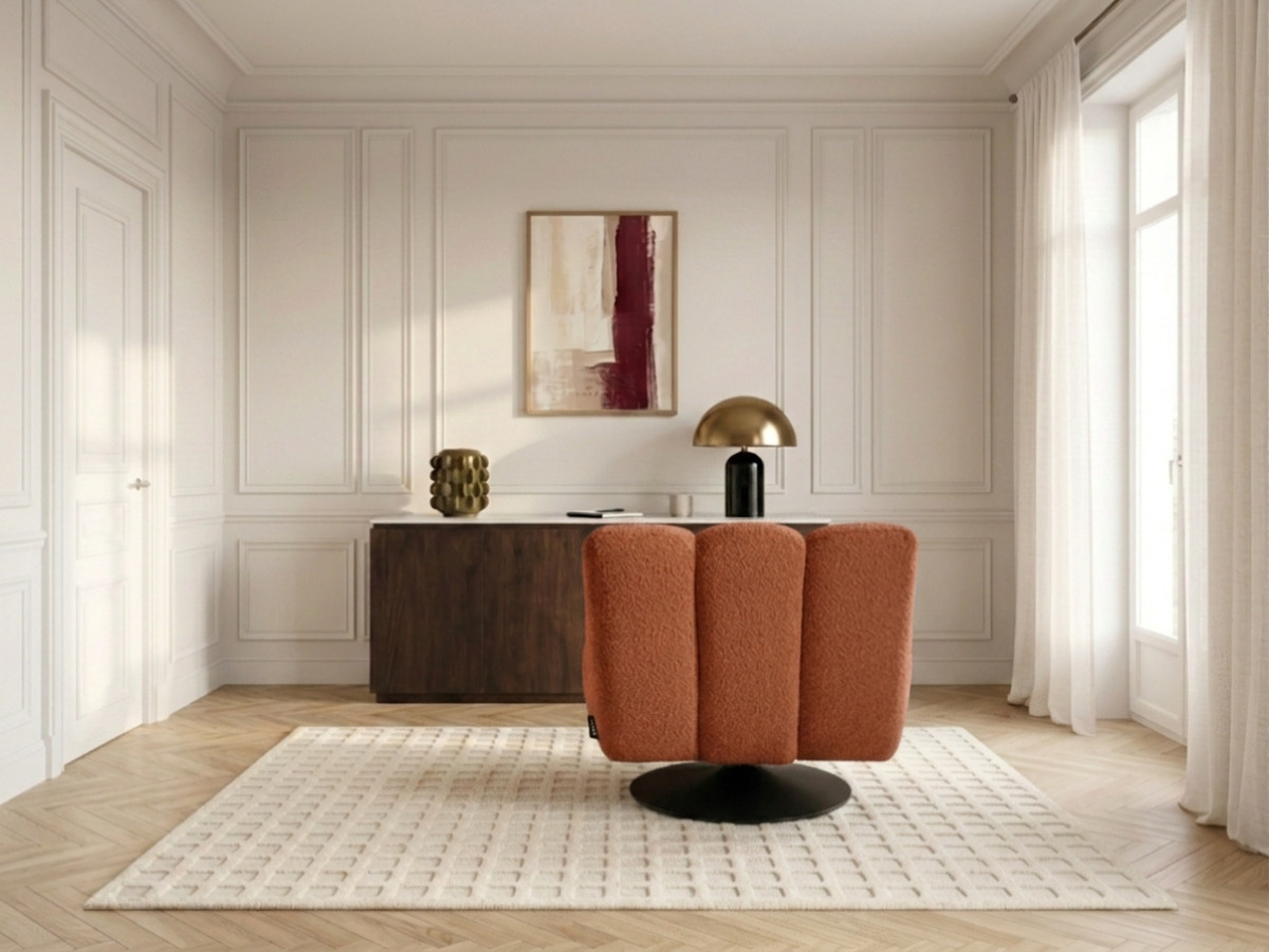 Fauteuil pivotant JANISSAIRE bouclette orange — vue 6