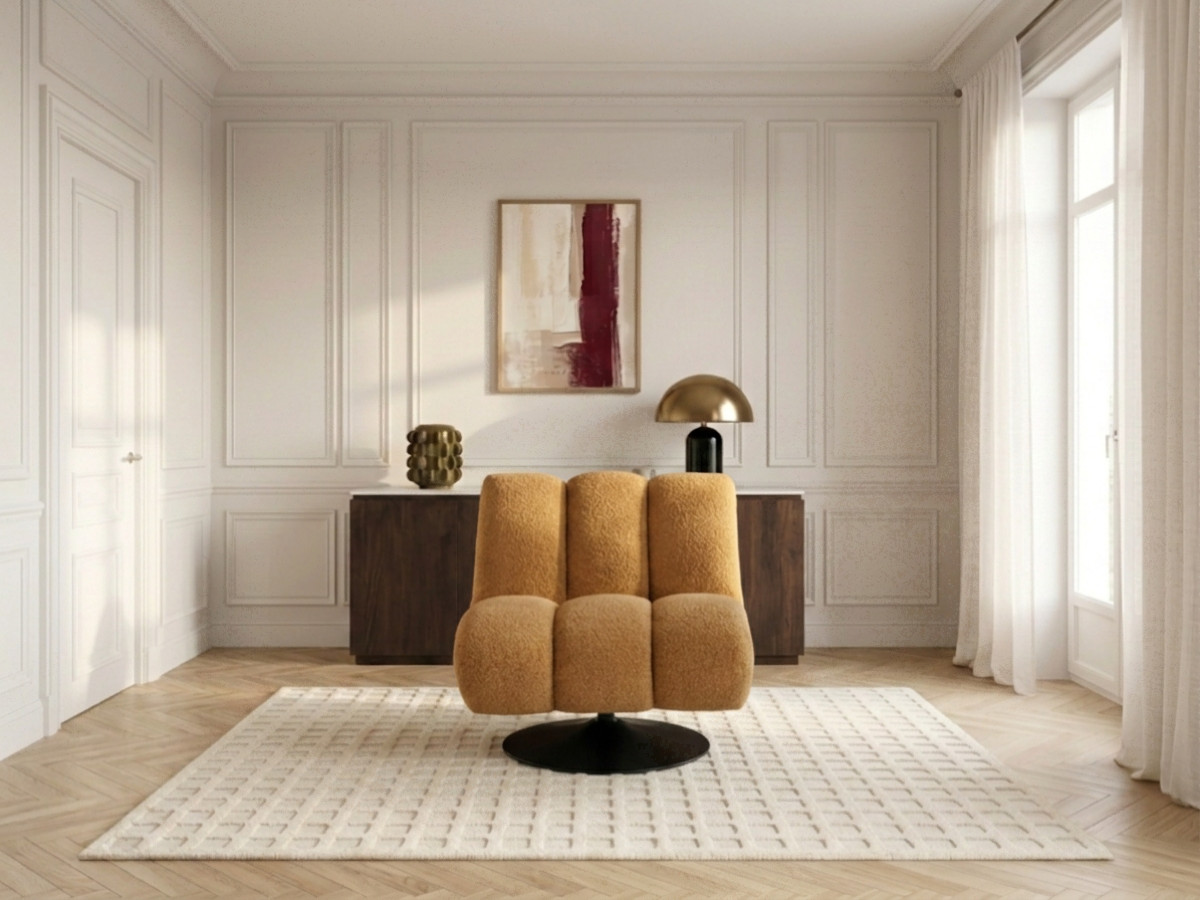 Draaifauteuil JANISSAIRE van boucléstof
