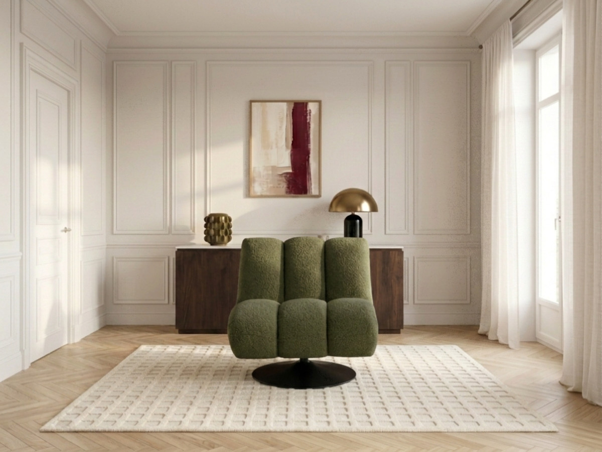 Draaifauteuil JANISSAIRE van boucléstof
