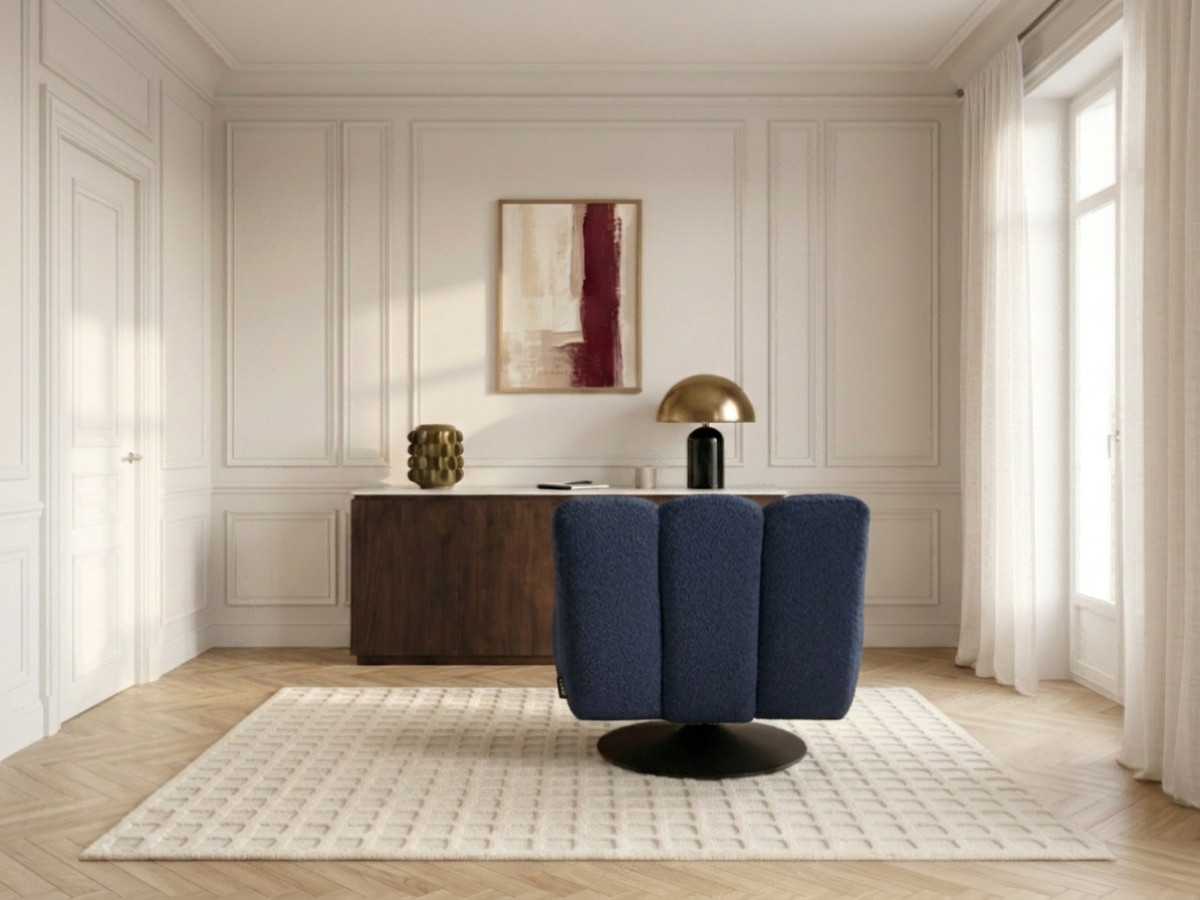 Fauteuil pivotant JANISSAIRE bouclette bleu foncé — vue 6