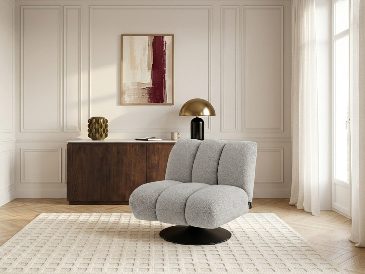 Draaifauteuil JANISSAIRE van boucléstof