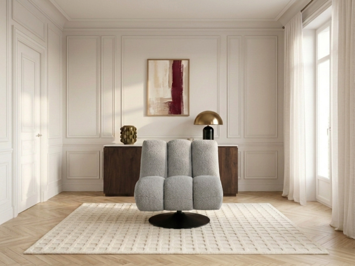 Draaifauteuil JANISSAIRE van boucléstof