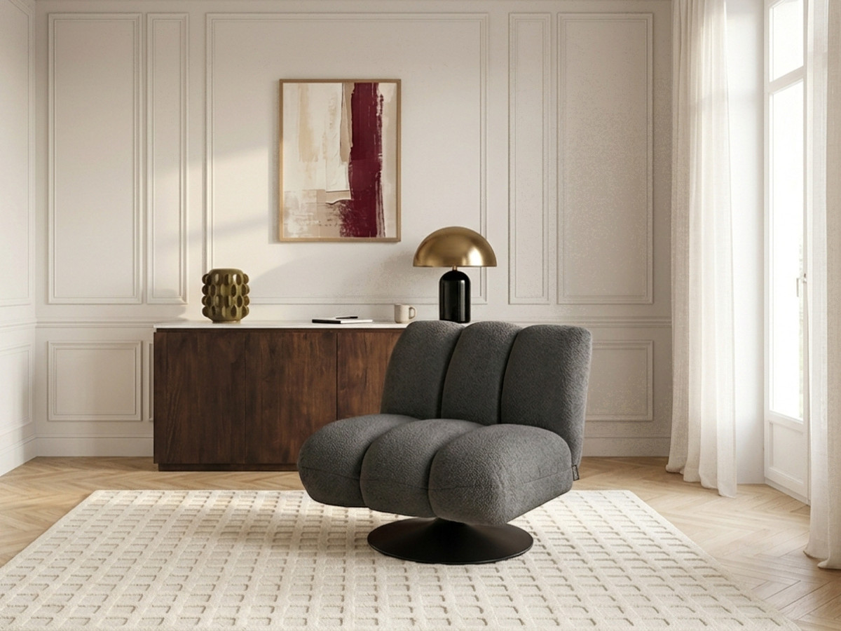 Fauteuil pivotant JANISSAIRE tissu bouclette