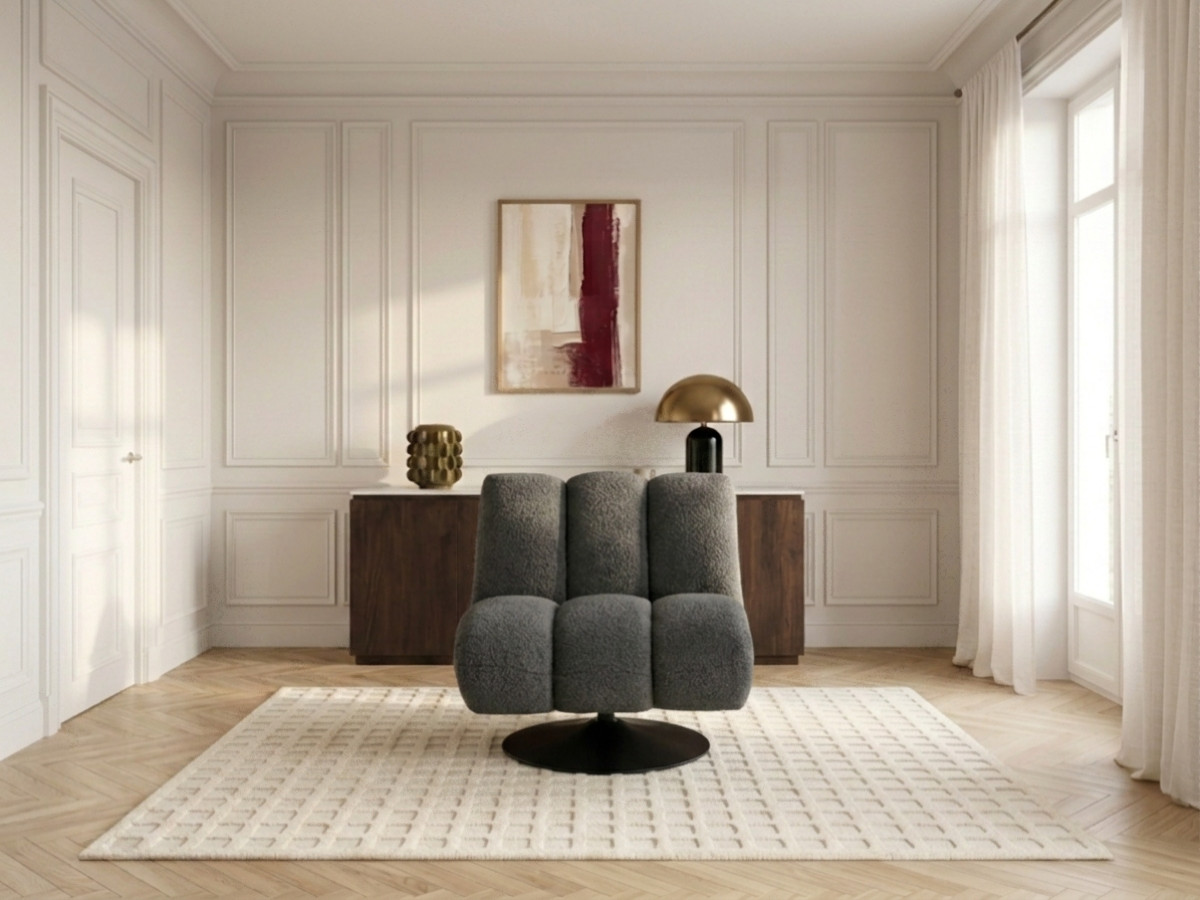 Fauteuil pivotant JANISSAIRE tissu bouclette