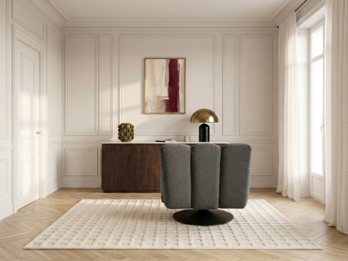 Fauteuil pivotant JANISSAIRE bouclette gris foncé — vue 6