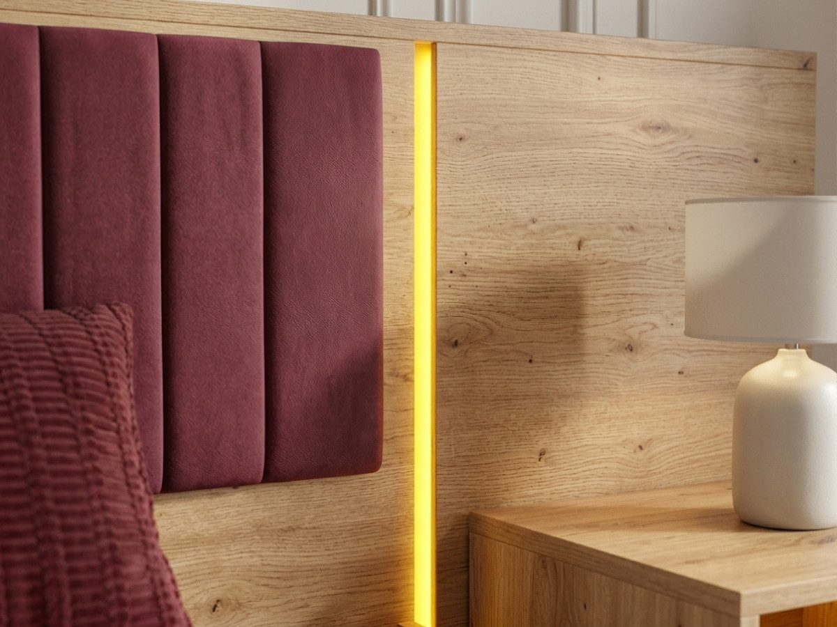Lit coffre avec leds RIAD et chevets intégrés rouge — vue 6