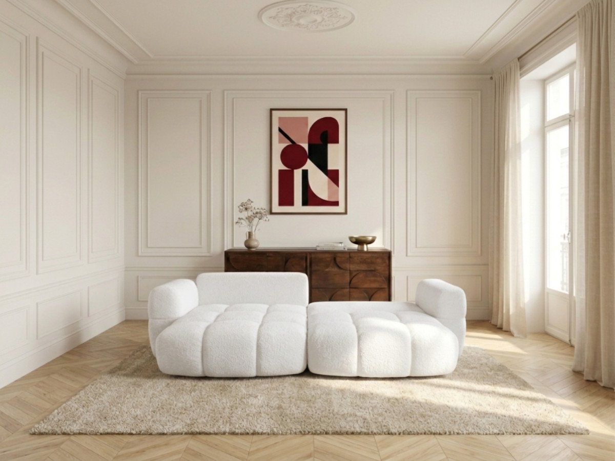 Canapé d'angle réversible MADISON texturé blanc — vue 6