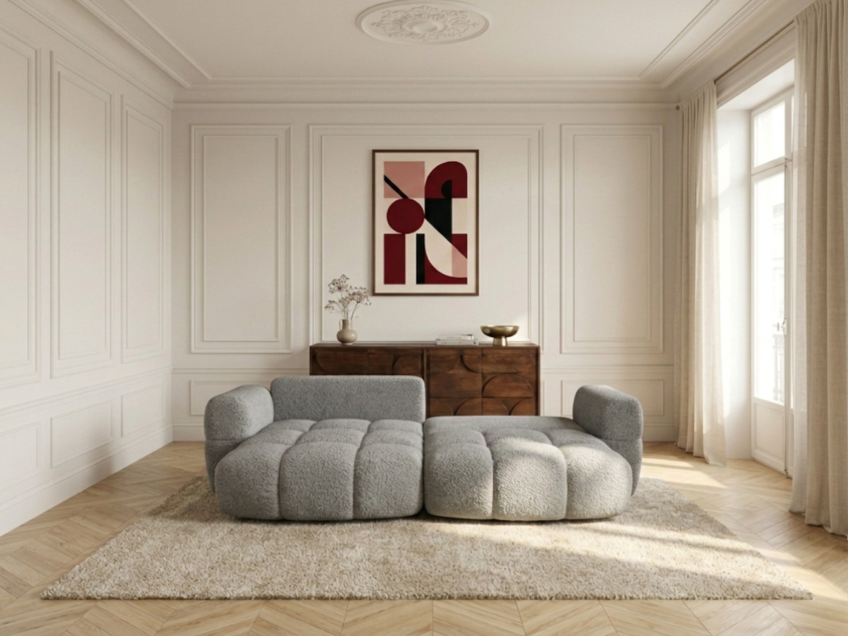 Canapé d'angle réversible MADISON texturé taupe — vue 6