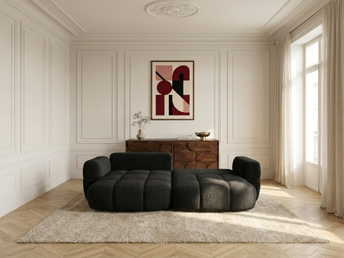 Canapé d'angle réversible MADISON texturé noir — vue 6