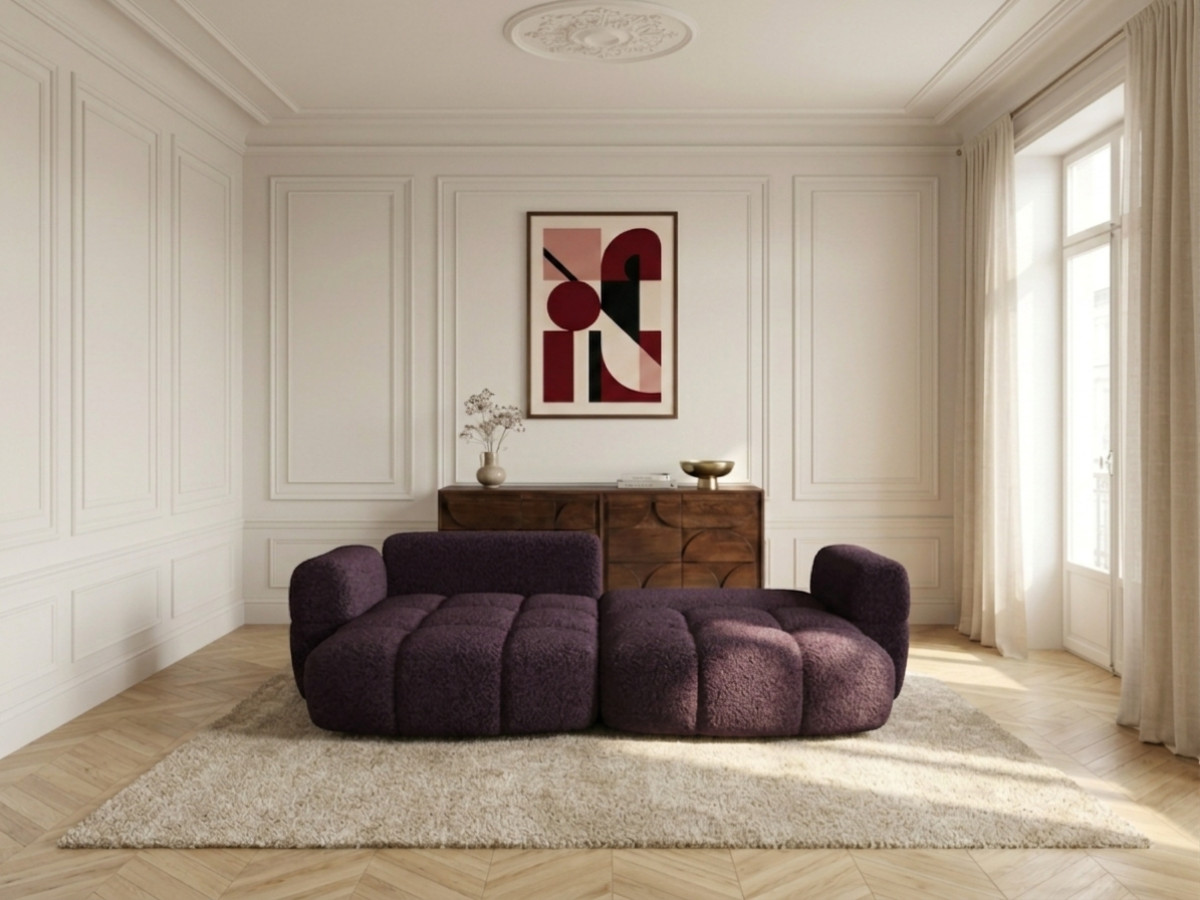 Canapé d'angle réversible MADISON texturé violet — vue 6