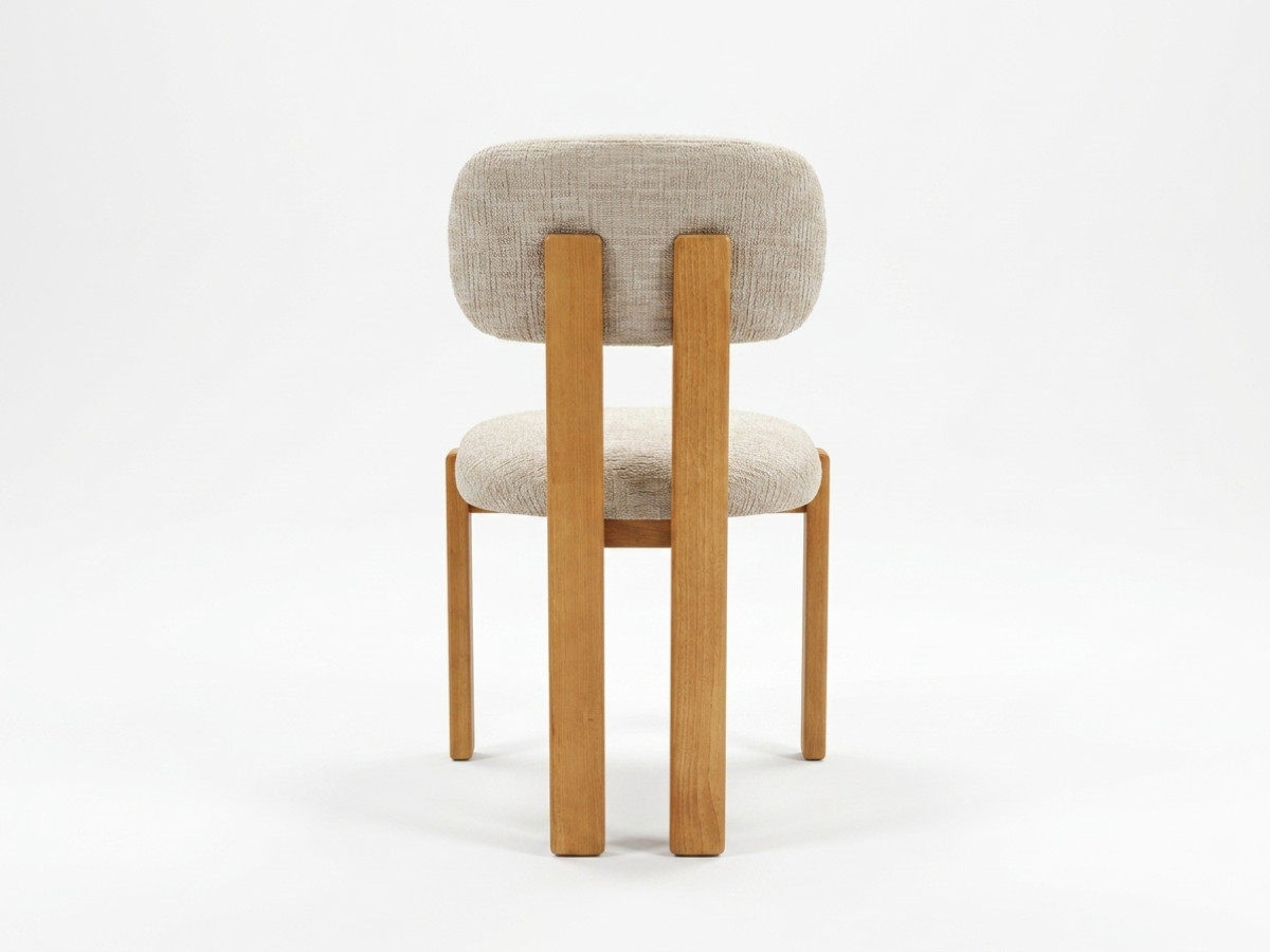 ZELIE-set met uitschuifbare eettafel van massief eikenhout en metaal + stoelen van massief beukenhout en textiel met structuur