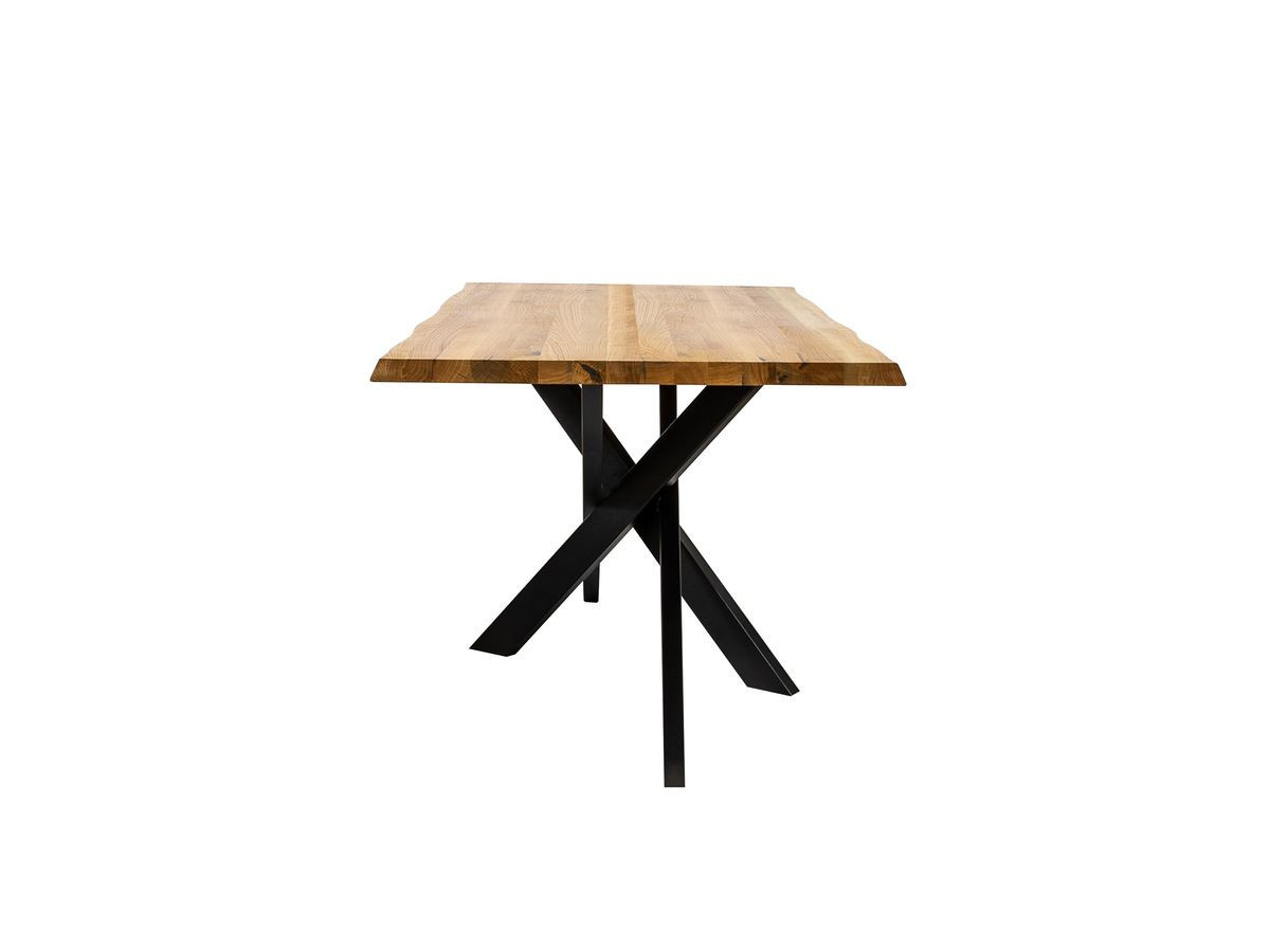 ZELIE-set met uitschuifbare eettafel van massief eikenhout en metaal + stoelen van massief beukenhout en textiel met structuur