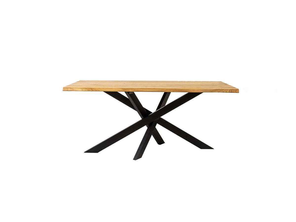 ZELIE-set met uitschuifbare eettafel van massief eikenhout en metaal + stoelen van massief beukenhout en textiel met structuur