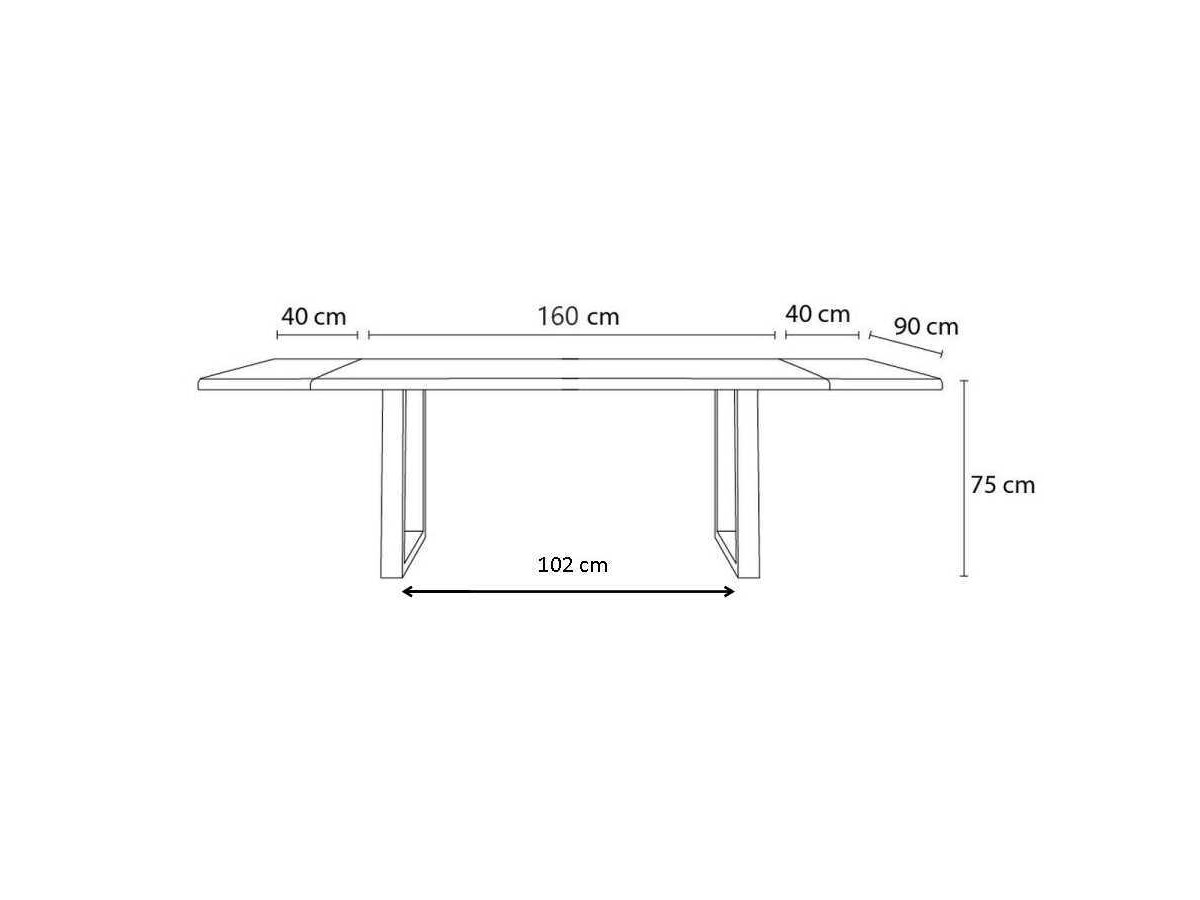 Table à manger extensible WENDY chêne massif et pieds carrés métal