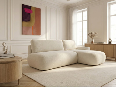 Canapé d'angle convertible TANGO tissu bouclette