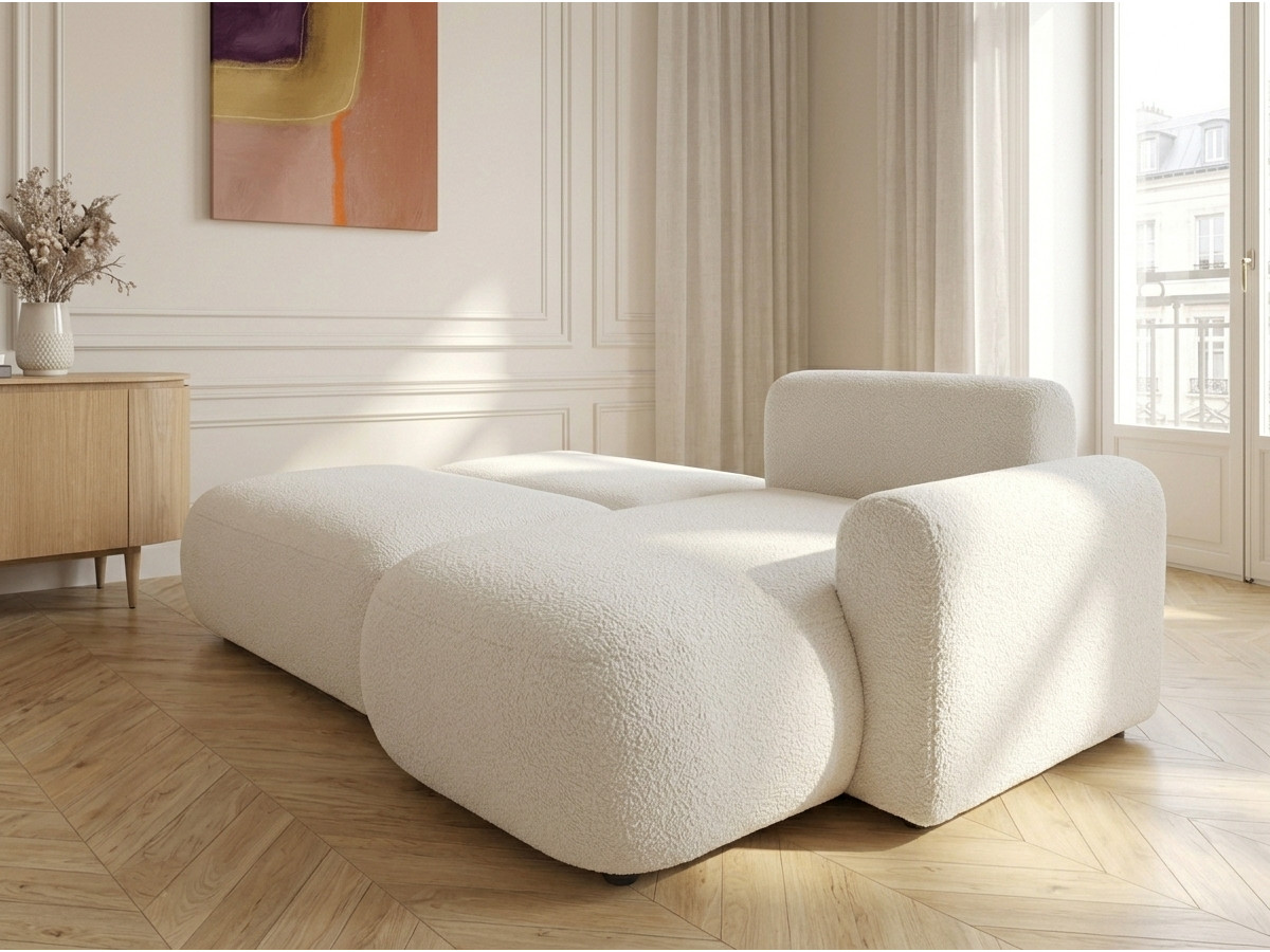 Canapé d'angle convertible TANGO tissu bouclette