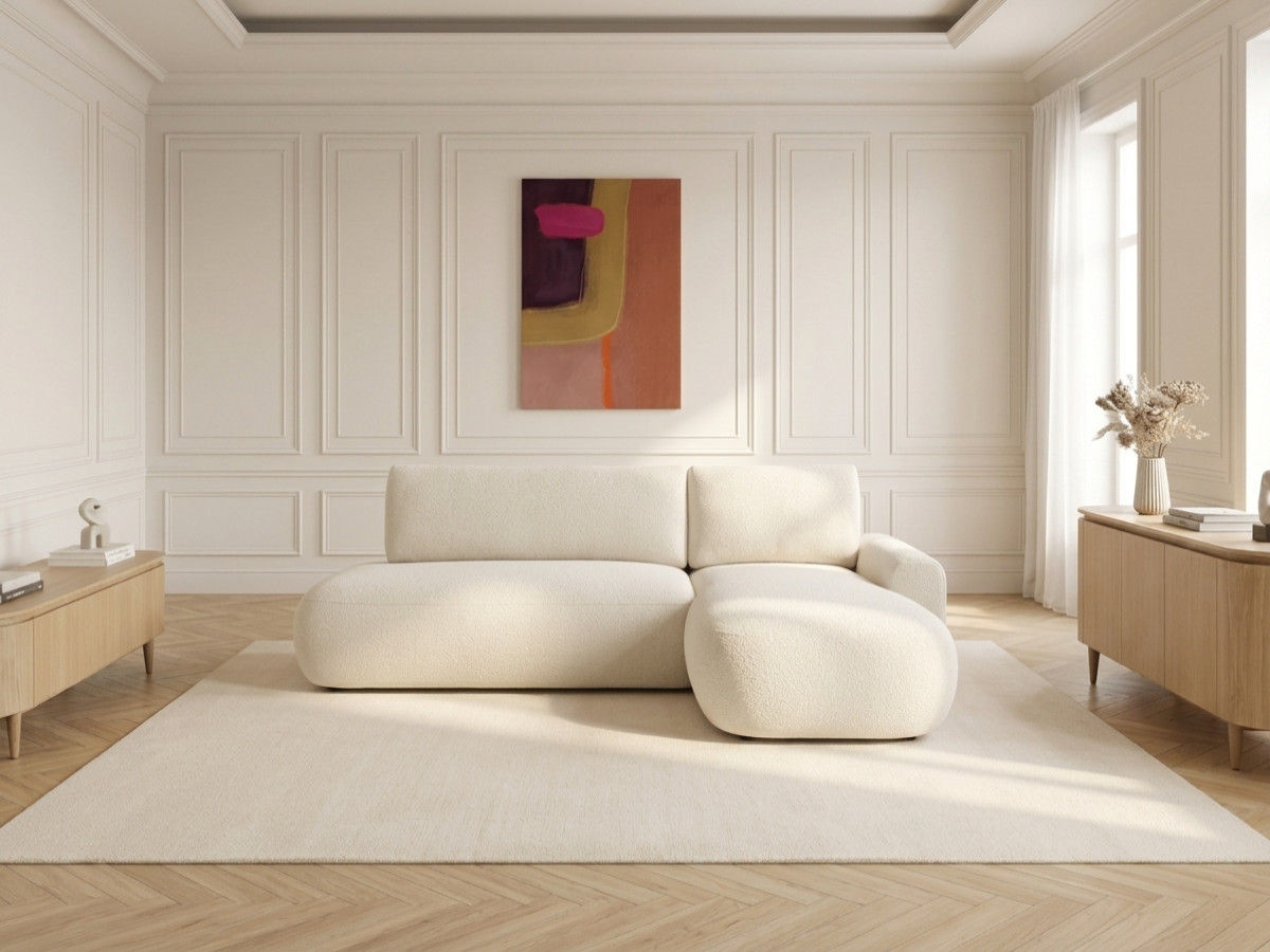 Canapé d'angle convertible TANGO bouclette beige — vue 6