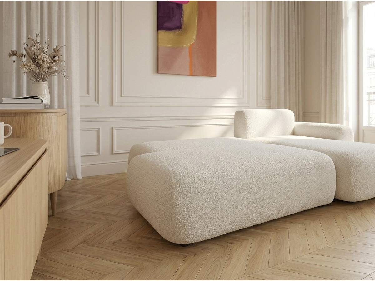 Canapé d'angle convertible TANGO tissu bouclette