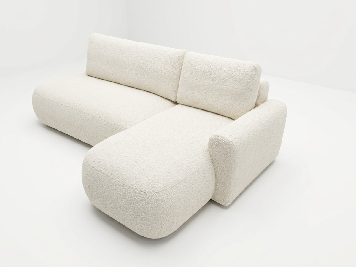 Canapé d'angle convertible TANGO tissu bouclette