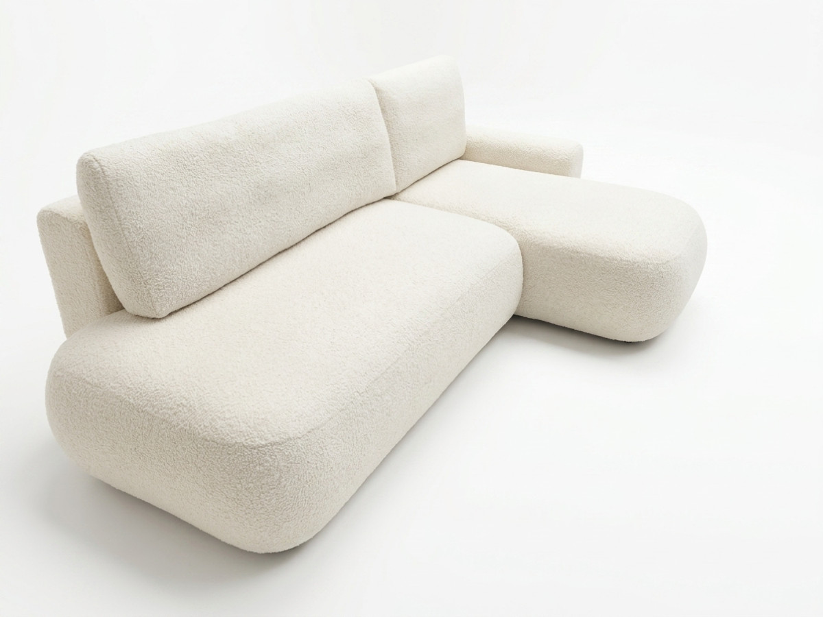 Canapé d'angle convertible TANGO tissu bouclette