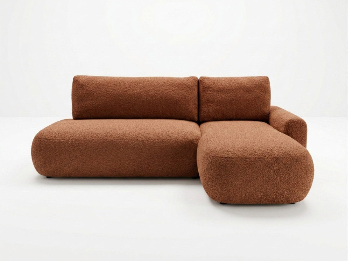 canapé d'angle convertible tango tissu bouclette de couleur orange