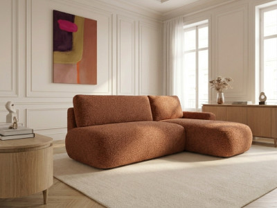 Canapé d'angle convertible TANGO tissu bouclette