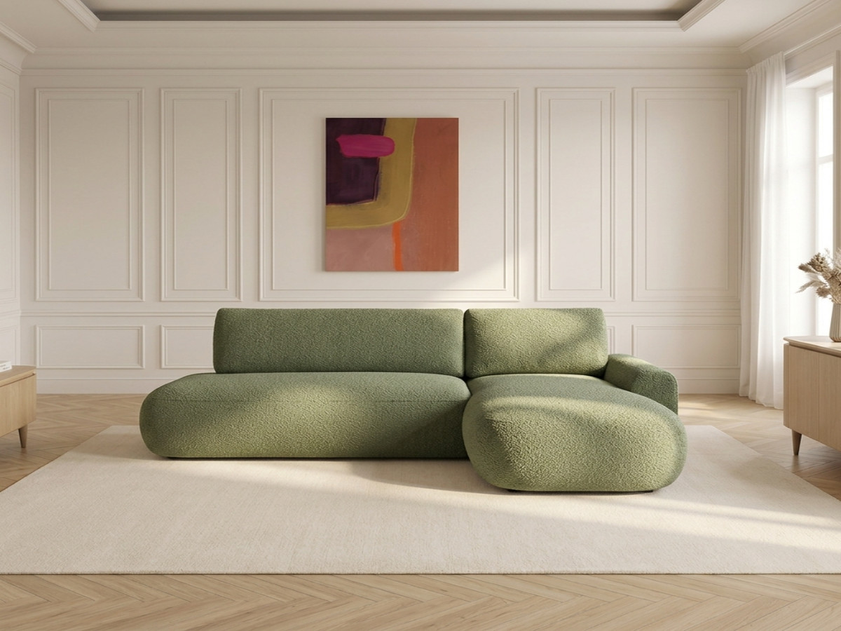 Canapé d'angle convertible TANGO bouclette vert — vue 6