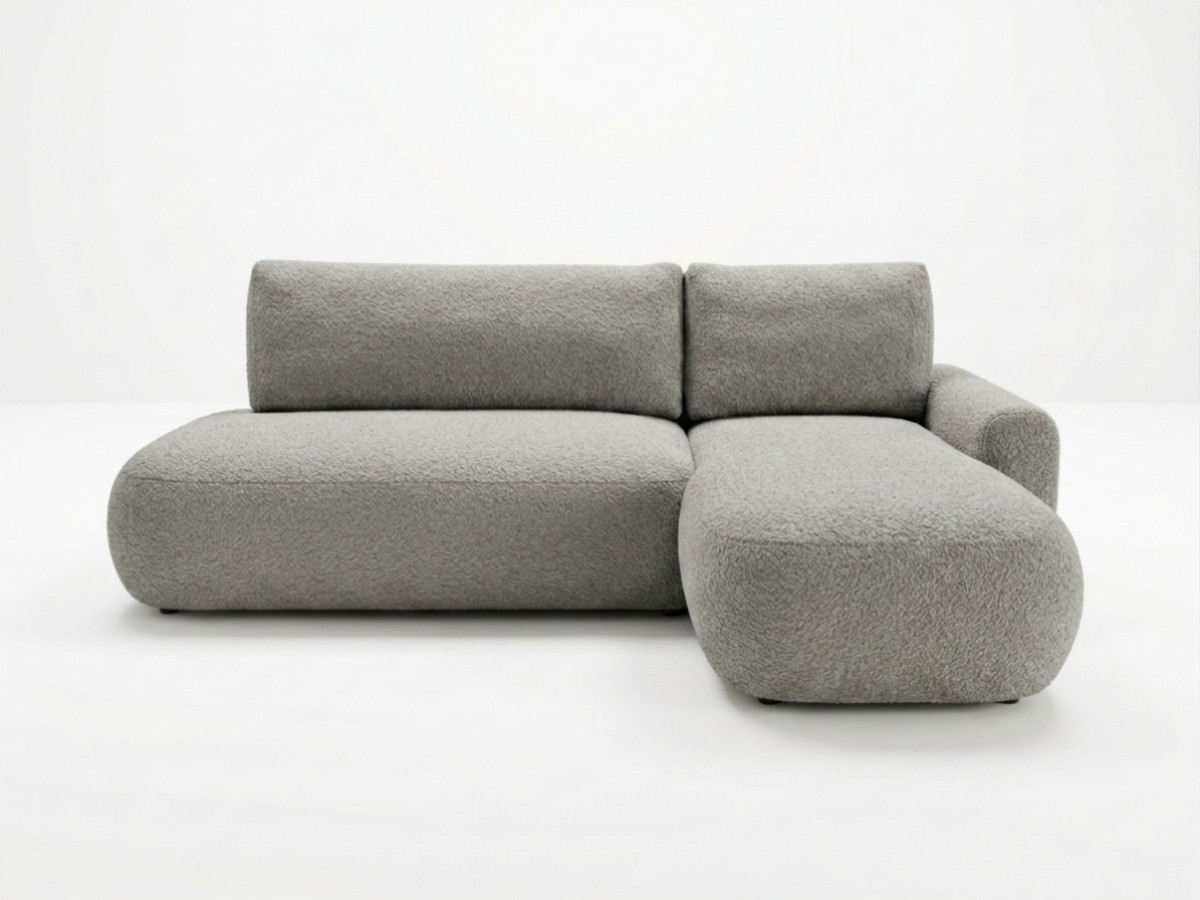 canapé d'angle convertible tango tissu bouclette de couleur gris