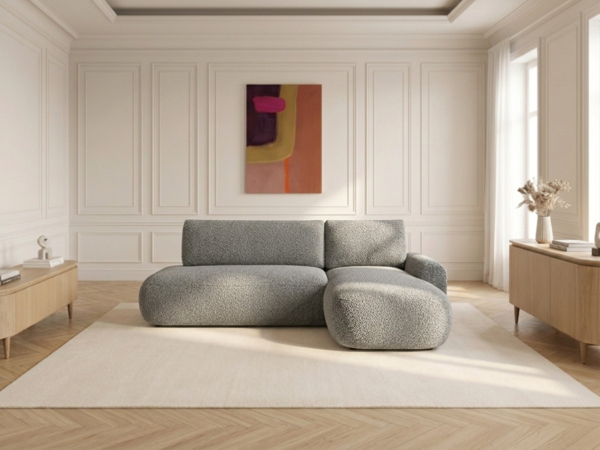 Canapé d'angle convertible TANGO bouclette gris — vue 6