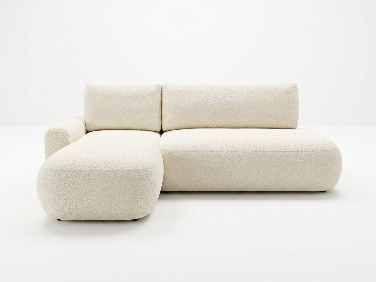 canapé d'angle convertible tango tissu bouclette de couleur beige