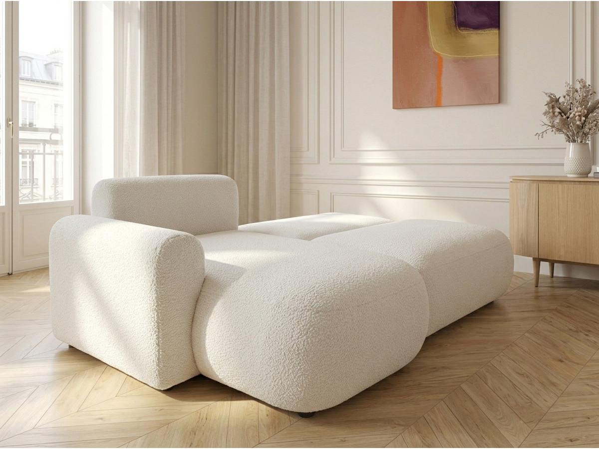 Canapé d'angle convertible TANGO tissu bouclette