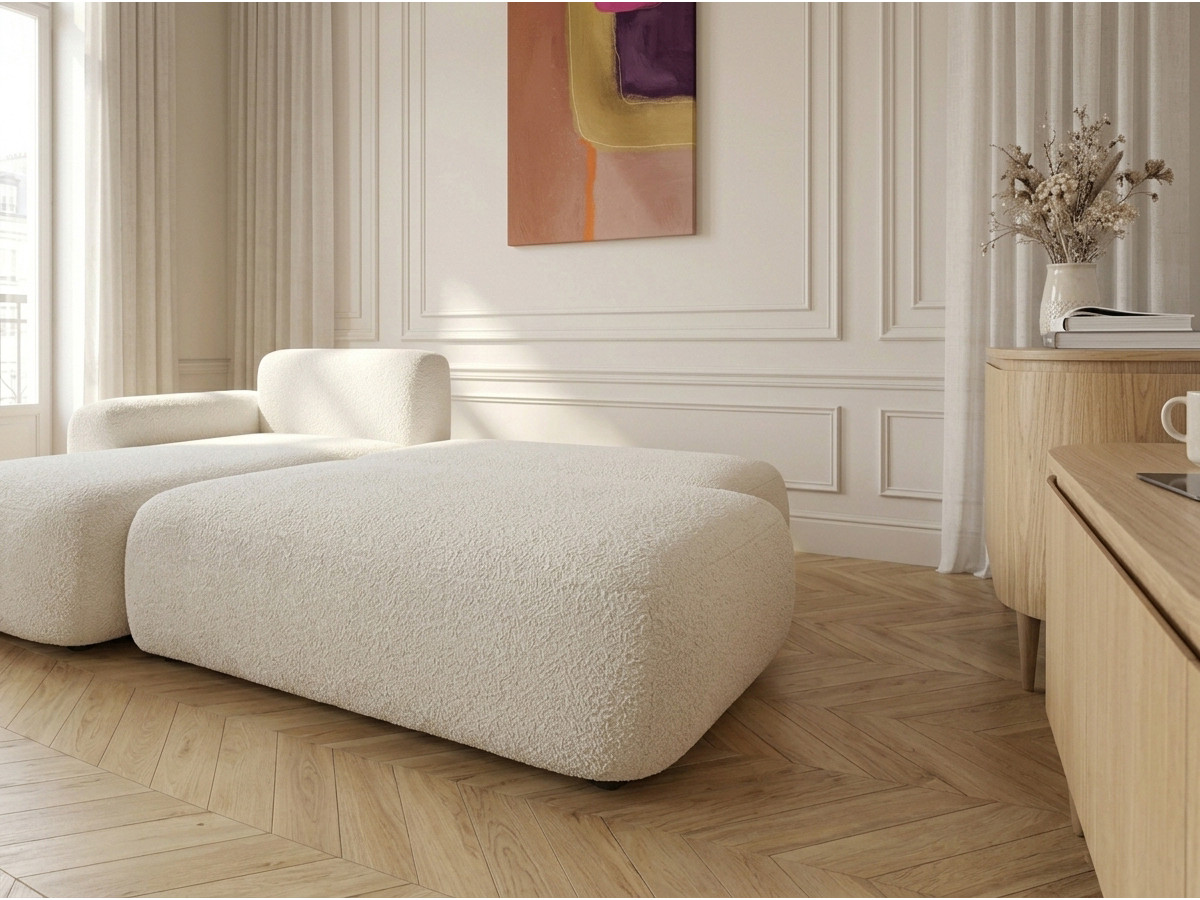 Canapé d'angle convertible TANGO tissu bouclette