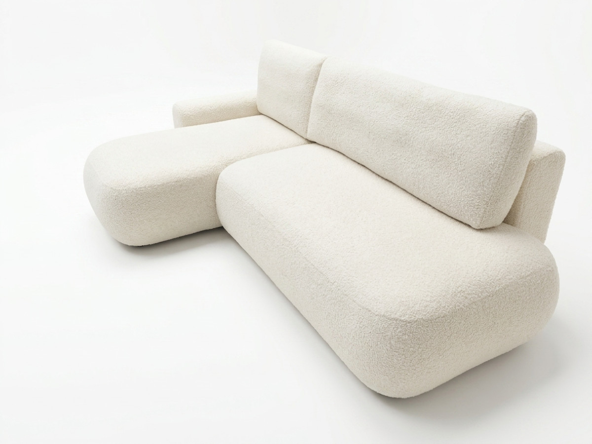 Canapé d'angle convertible TANGO tissu bouclette