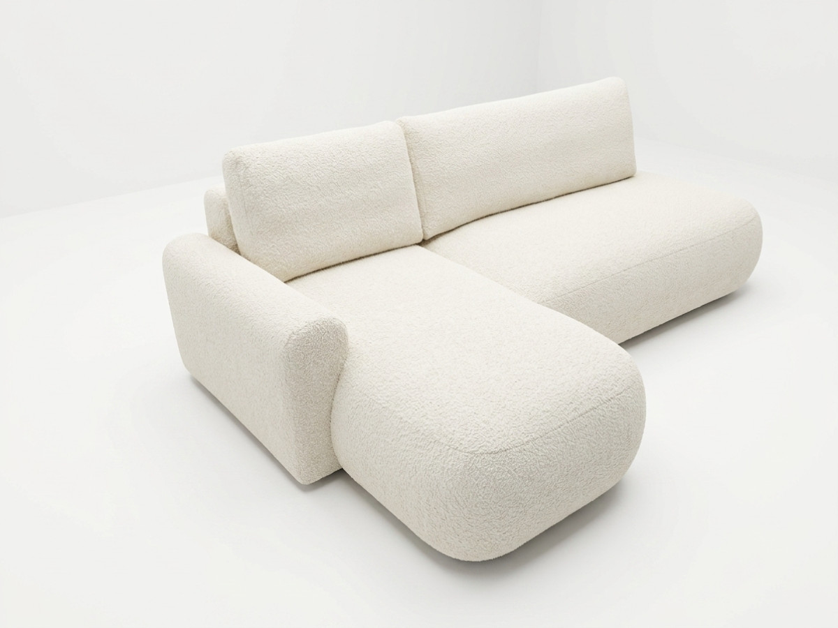 Canapé d'angle convertible TANGO tissu bouclette