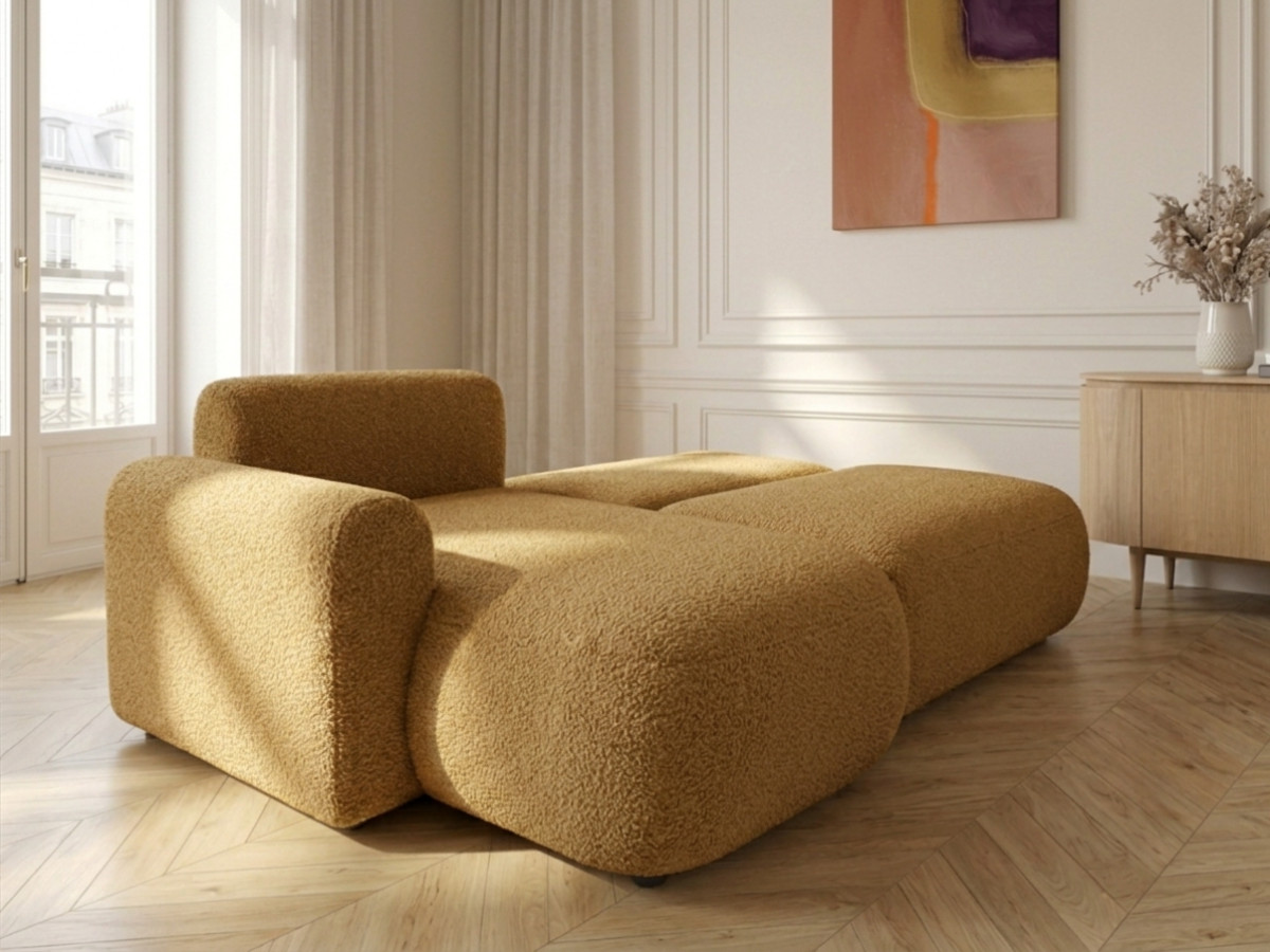 Canapé d'angle convertible TANGO tissu bouclette