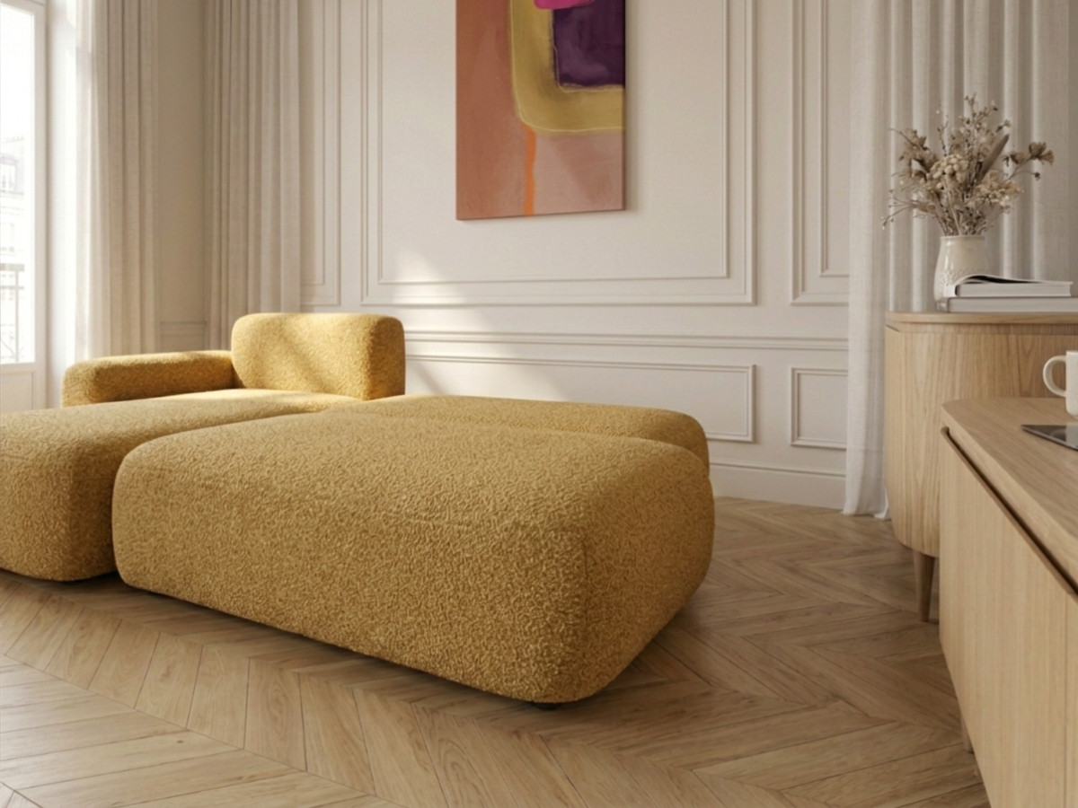 Canapé d'angle convertible TANGO tissu bouclette
