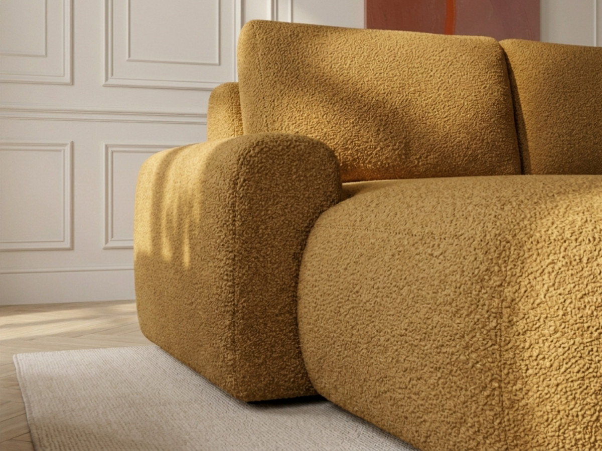 Canapé d'angle convertible TANGO tissu bouclette