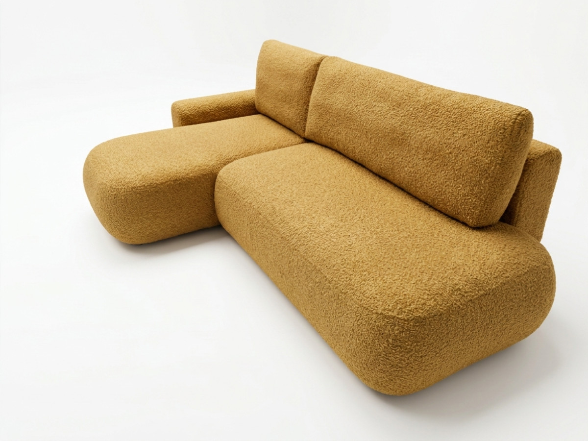 Canapé d'angle convertible TANGO tissu bouclette