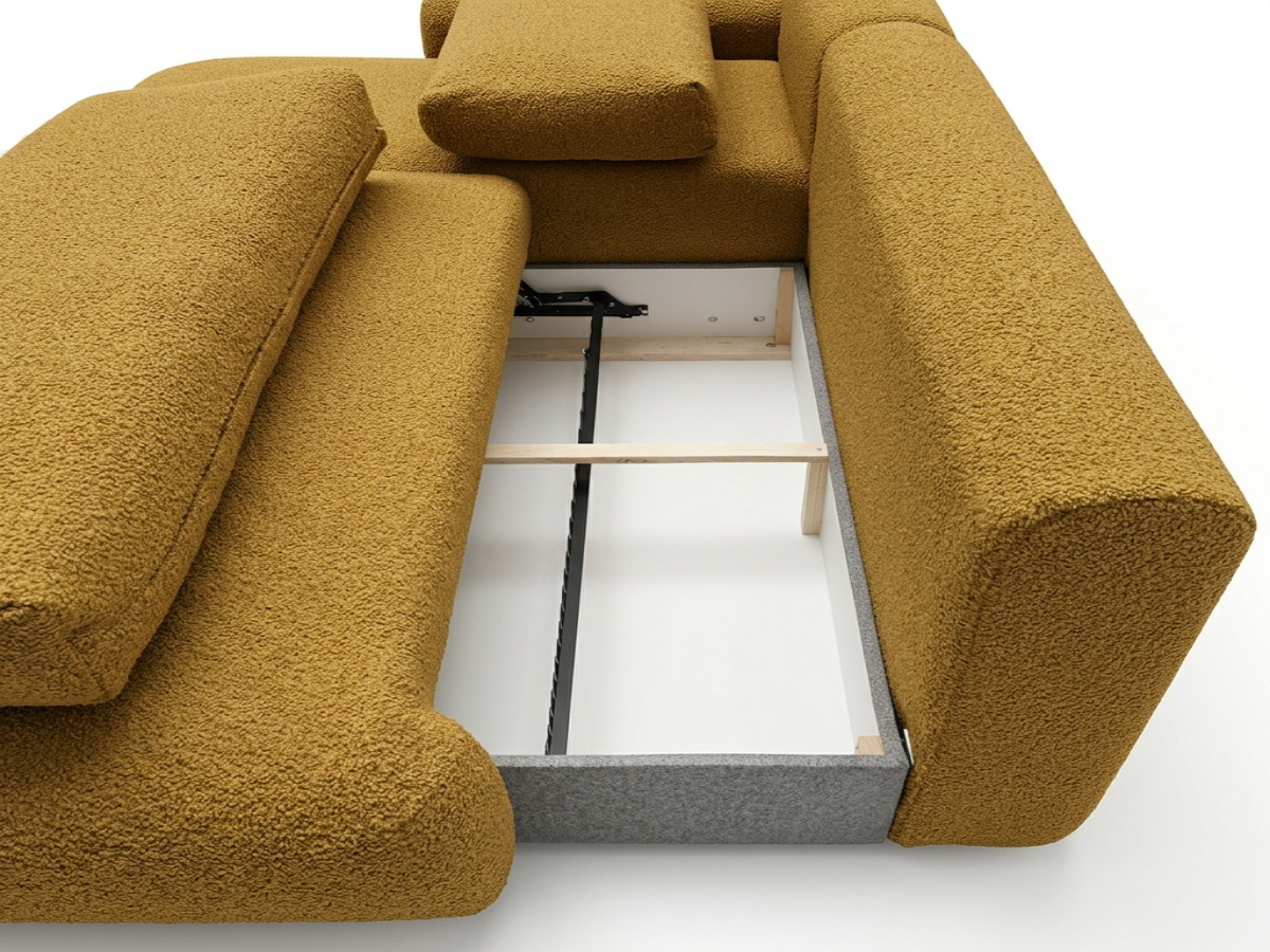 Canapé d'angle convertible TANGO tissu bouclette