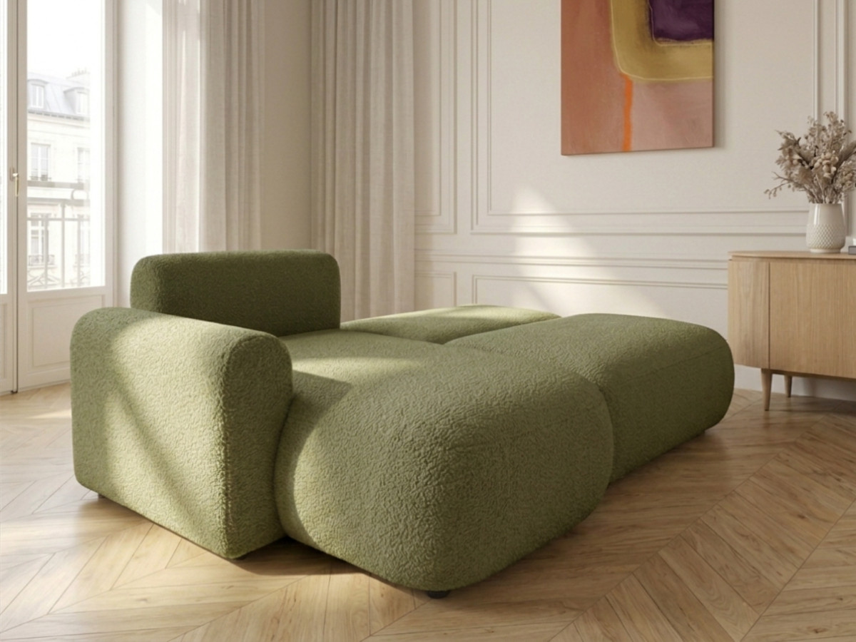 Canapé d'angle convertible TANGO tissu bouclette
