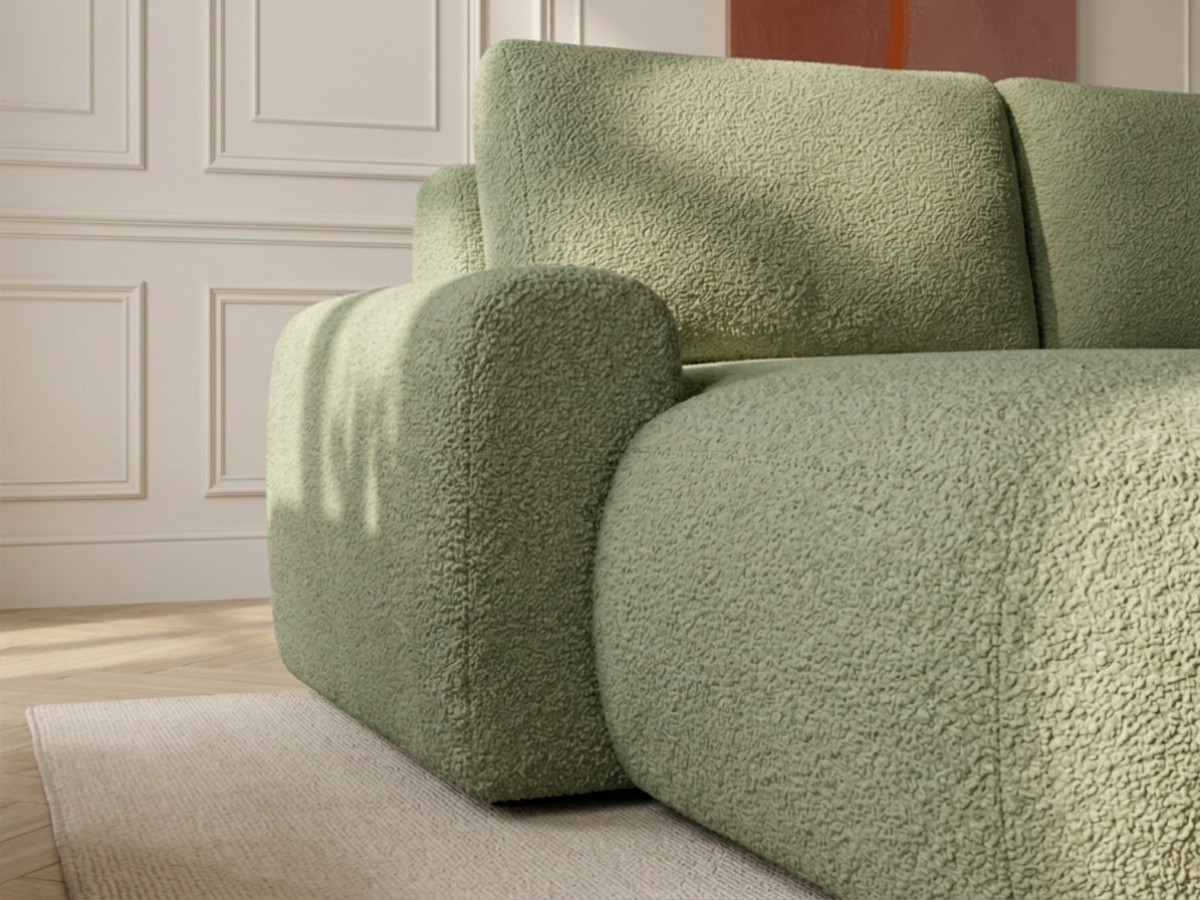 Canapé d'angle convertible TANGO tissu bouclette