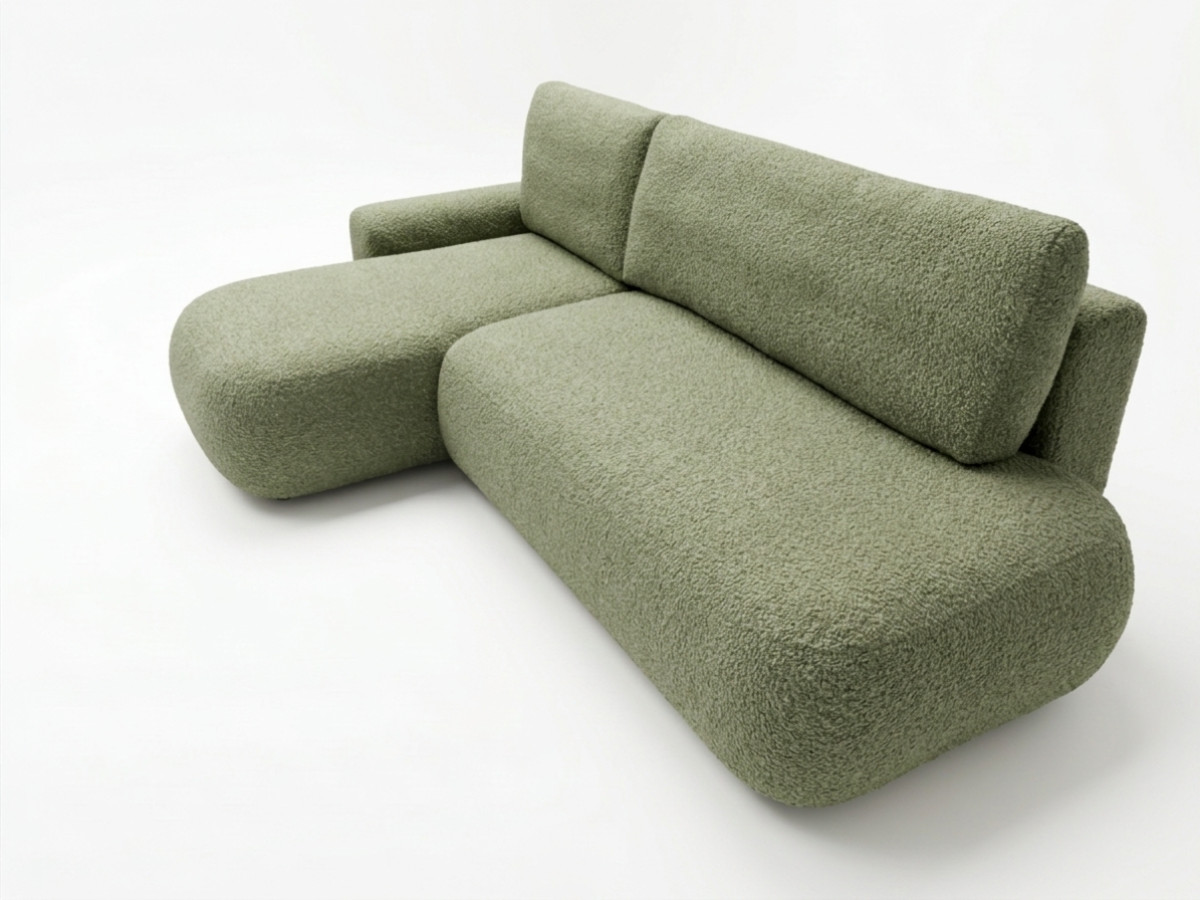 Canapé d'angle convertible TANGO tissu bouclette